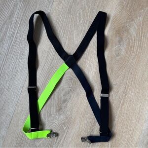 Black and Neon Yellow Cross-Back Suspenders